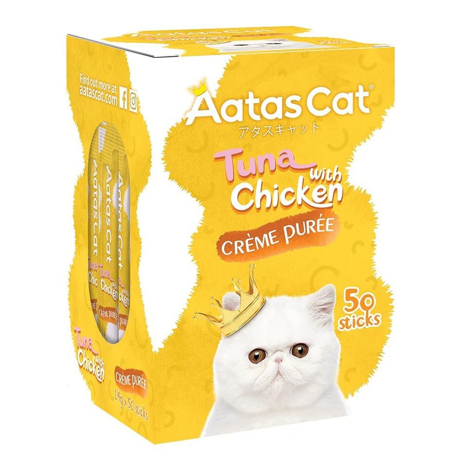Aatas Cat Crème Purée Cat Treat Tub (50x14g Sticks)