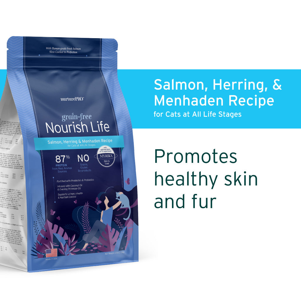 NurturePRO Nourish Life Grain-Free Dry Cat Food 11lbs | kibbles kitten chicken turkey duck salmon