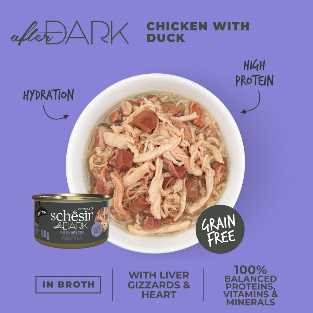 Schesir After Dark Wet Food for Adult Cats 80g - Broth, Pate, Mousse