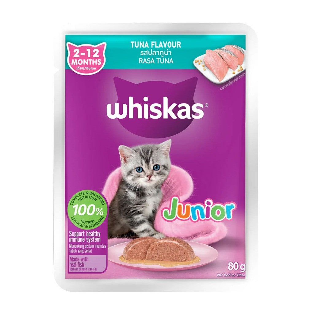 Whiskas Cat Pouch 80g | Senior  Kitten | Adult | Junior | Senior | Tasty Mix | Mackerel Tuna Chicken Salmon