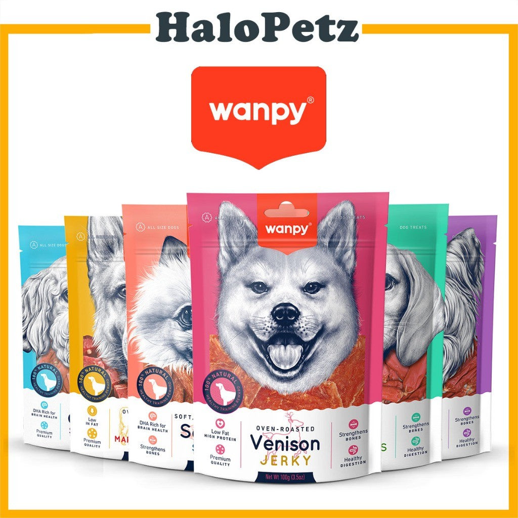 Wanpy Assorted Dog Treats | Jerky | Biscuit | Steaks | Strips | Slice | Sausage | Twist | Chicken Cheese Duck Beef