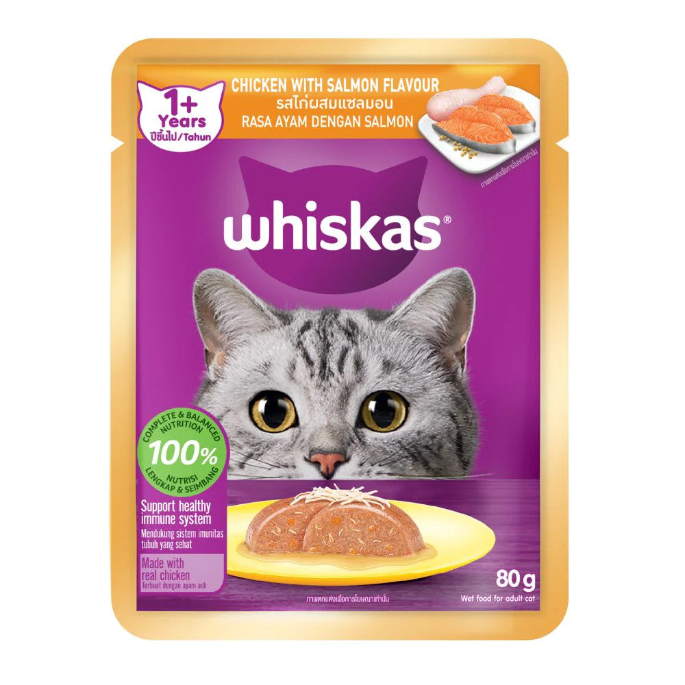 Whiskas Cat Pouch 80g | Senior  Kitten | Adult | Junior | Senior | Tasty Mix | Mackerel Tuna Chicken Salmon