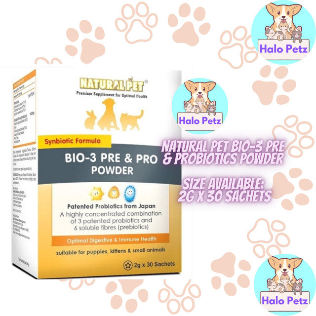 Natural Pet Bio-3 Pre & Pro Powder for Pets (30 Sachets)