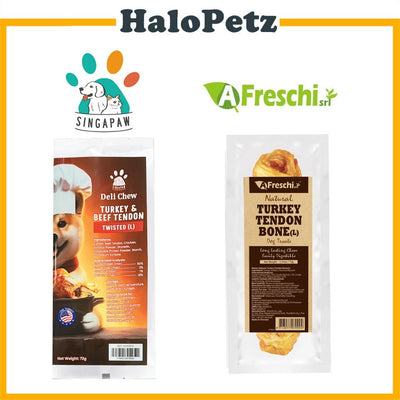 AFreschi Turkey Tendon Dog Treat (L)| Large Bone Chew