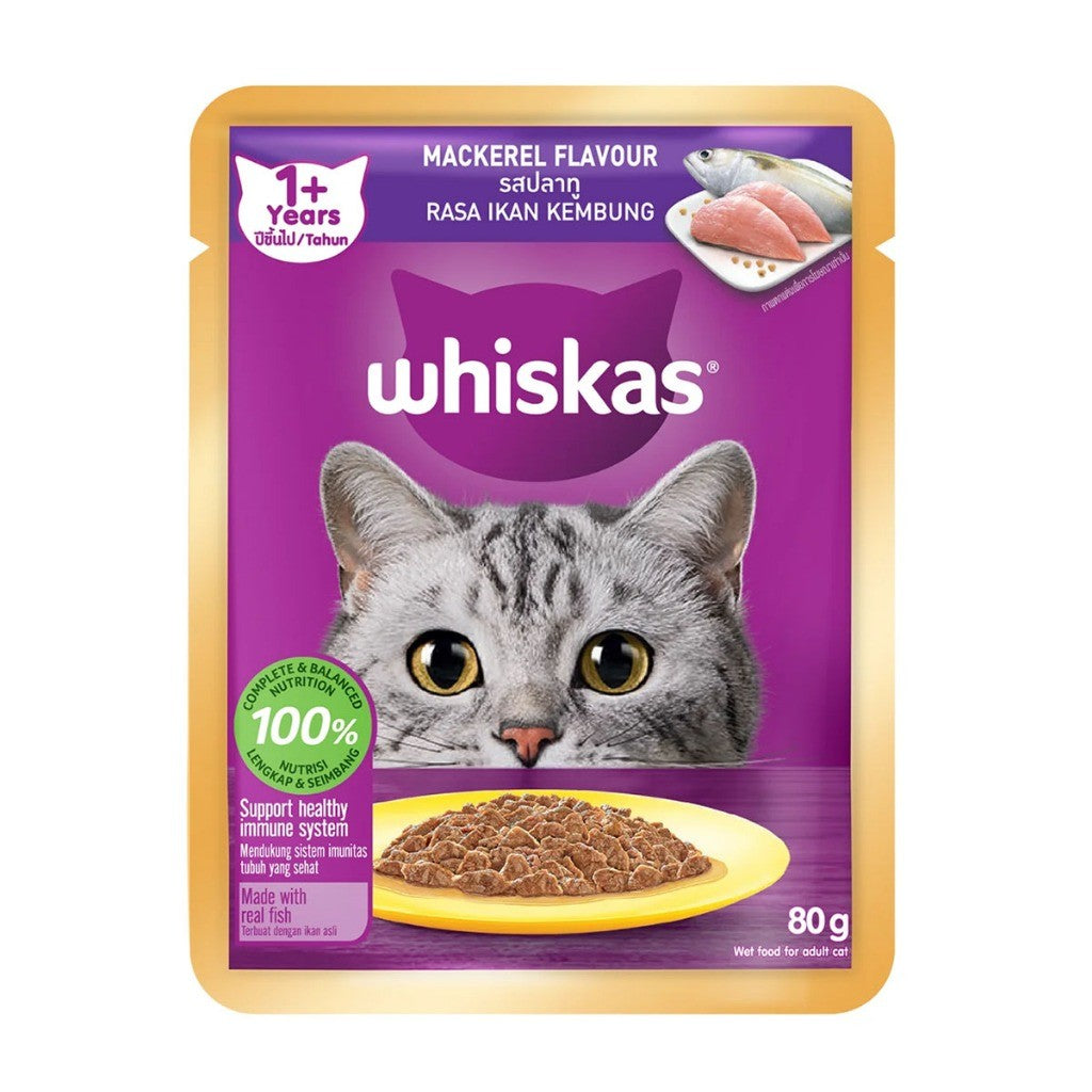 Whiskas Cat Pouch 80g | Senior  Kitten | Adult | Junior | Senior | Tasty Mix | Mackerel Tuna Chicken Salmon