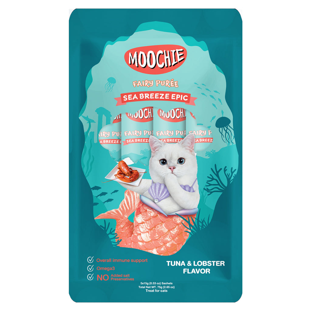 Moochie Cat Fairy Purée Cat Treats 5pcs | Tuna, Bonito, Salmon, Goat Milk