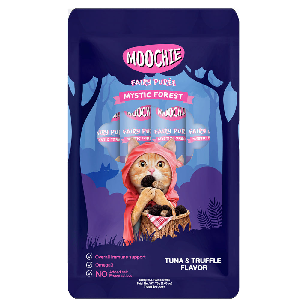 Moochie Cat Fairy Purée Cat Treats 5pcs | Tuna, Bonito, Salmon, Goat Milk