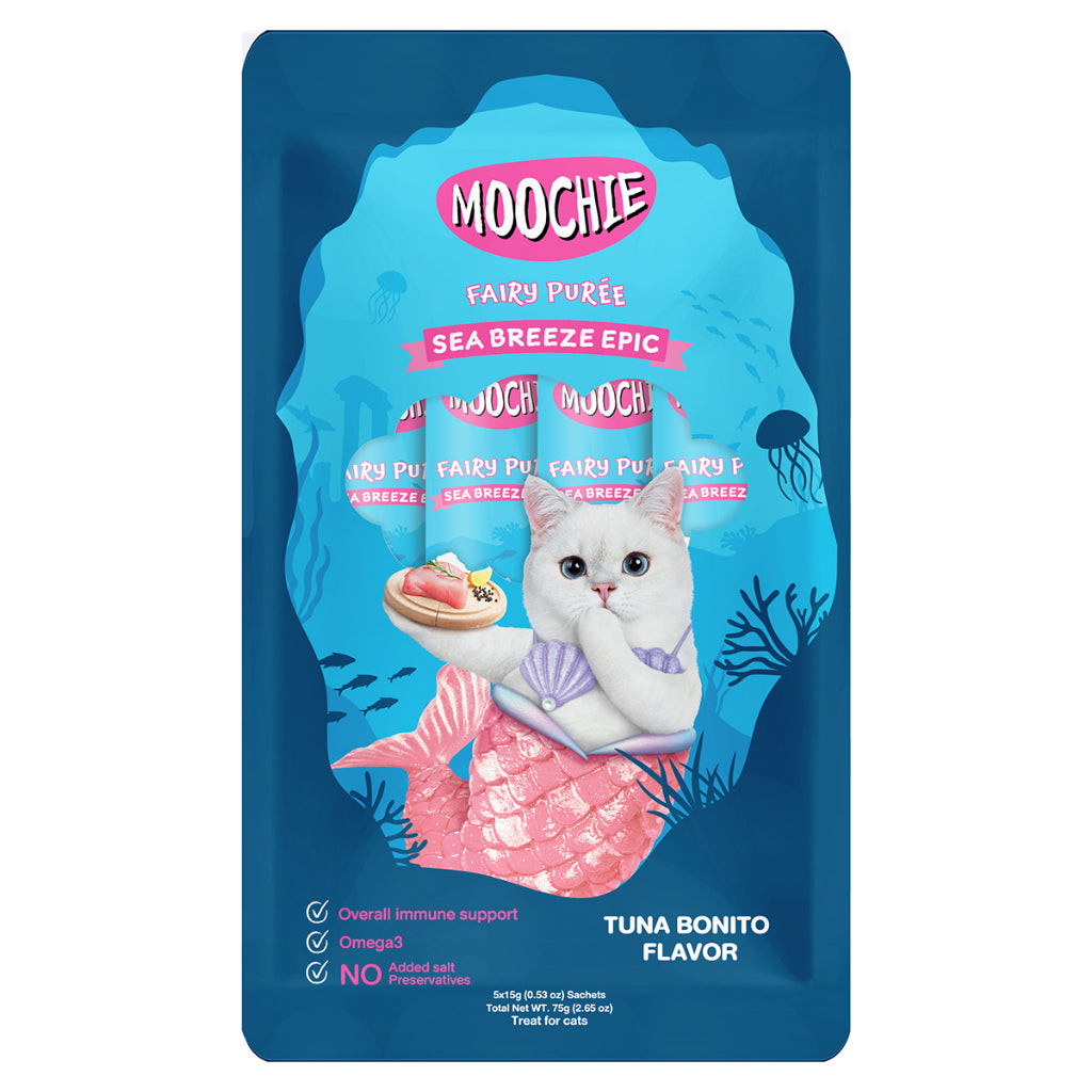Moochie Cat Fairy Purée Cat Treats 5pcs | Tuna, Bonito, Salmon, Goat Milk
