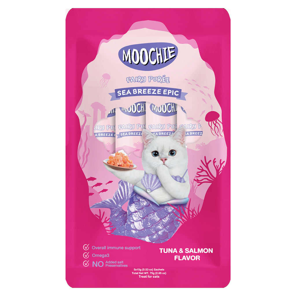 Moochie Cat Fairy Purée Cat Treats 5pcs | Tuna, Bonito, Salmon, Goat Milk