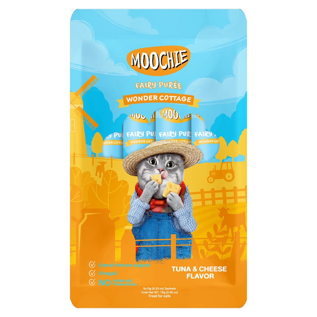 Moochie Cat Fairy Purée Cat Treats 5pcs | Tuna, Bonito, Salmon, Goat Milk