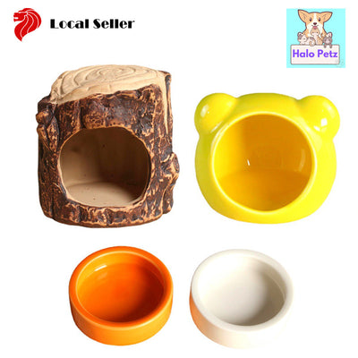 Hamster Accessories Ceramic House Hideout Feeding Food Bowl