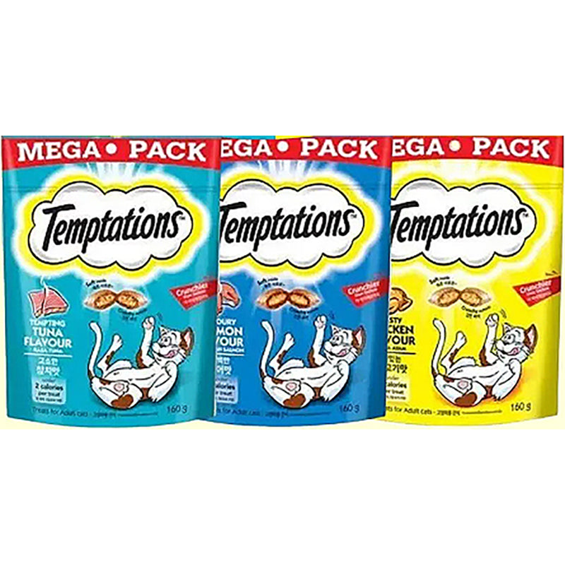 Temptations Mega Pack Cat Treats 160g Chicken/ Tuna/ Salmon