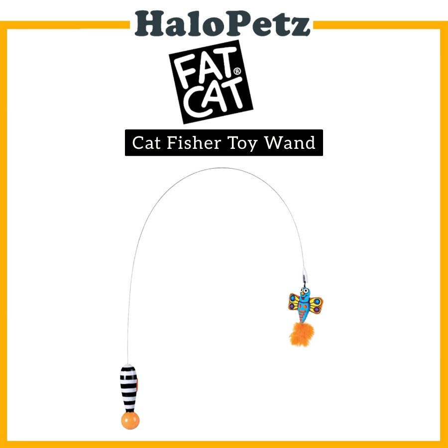 Petmate Fat Cat Fisher Whipper Toy Wand | Cat Hat Heads Toy | Stuffer Catnip Toy