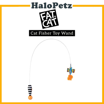 Petmate Fat Cat Fisher Whipper Toy Wand | Cat Hat Heads Toy | Stuffer Catnip Toy