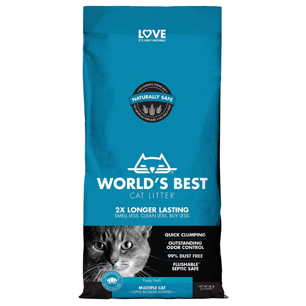 World's Best Cat Litter 28lbs / 24lbs | Low Tracking, Clumping, Multiple, Lotus, Lavender, Zero Mess