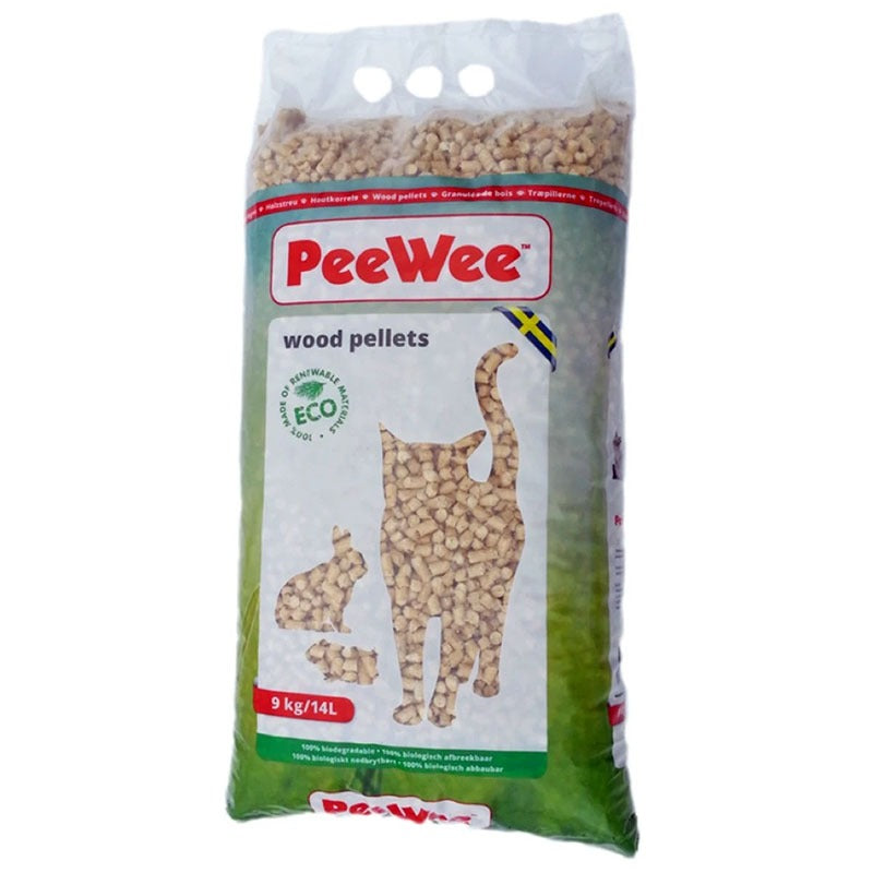 PeeWee Eco Wood Cat Litter 9kg | Natural Wood Pellet Litter for Cats