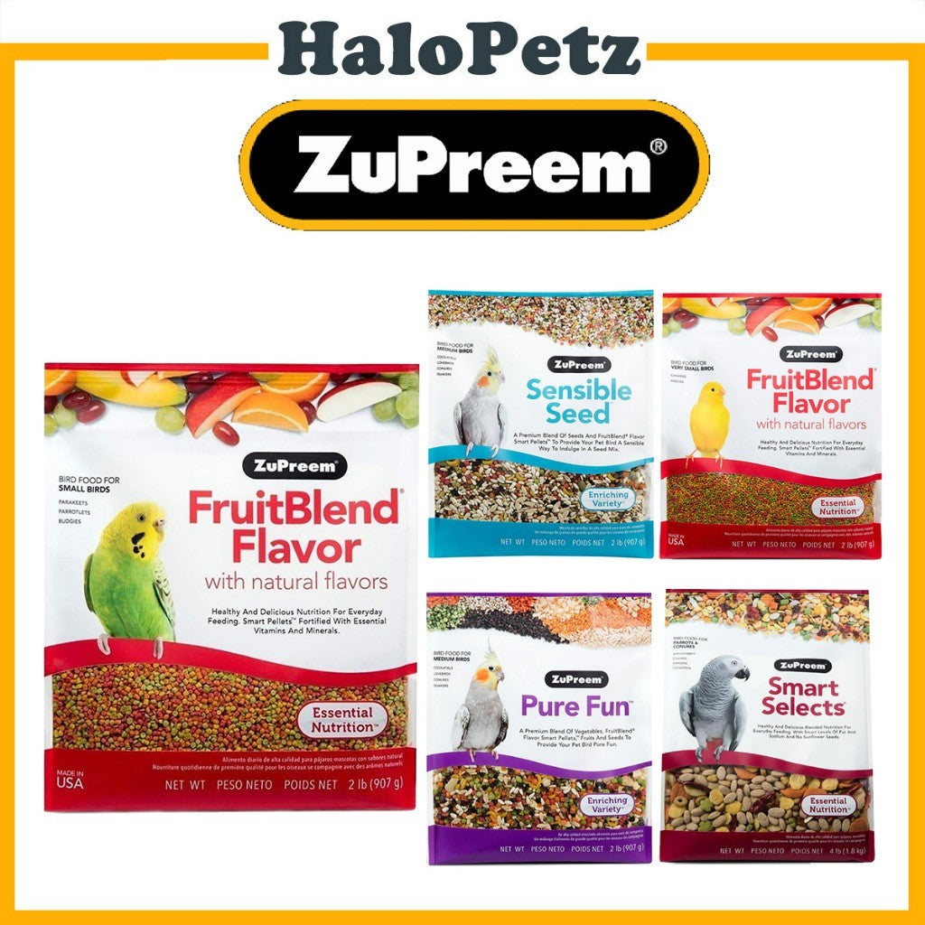 Zupreem Bird Food - Fruitblend, Smart Select, Pure Fun, Natural, Sensible Seeds for Parakeet, Conure, Parrot, Cockatiel