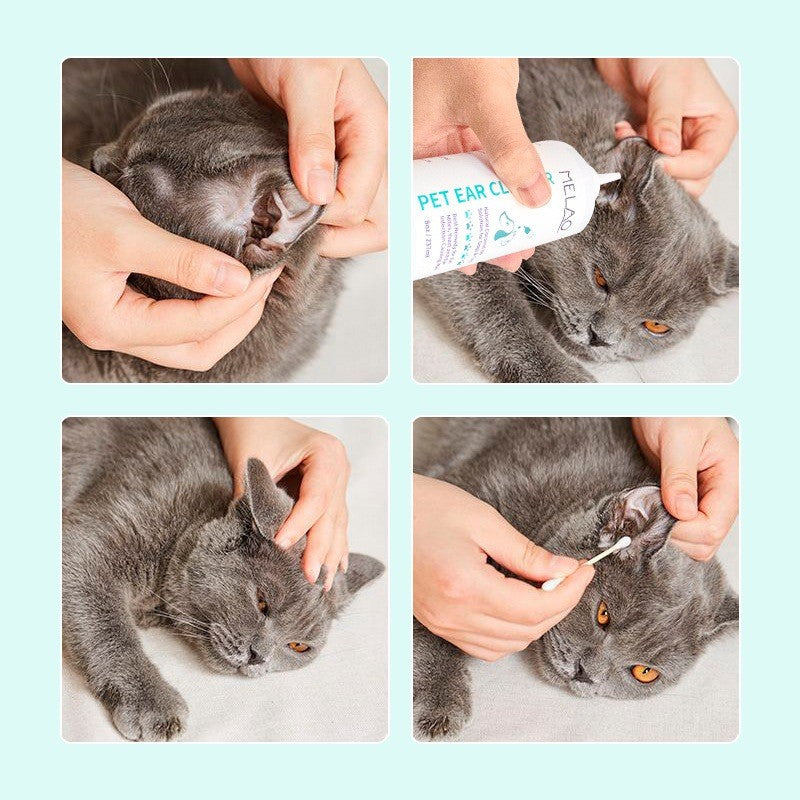 Melao Natural Coconut Oil Pet Ear Cleaner Ear Wax Remover Dropper for Cats and Dogs 8oz (237ml)