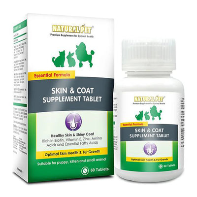 Natural Pet Skin & Coat Supplement Powder & Tablet | Healthy Skin and Shiny Coat for Cats & Dogs