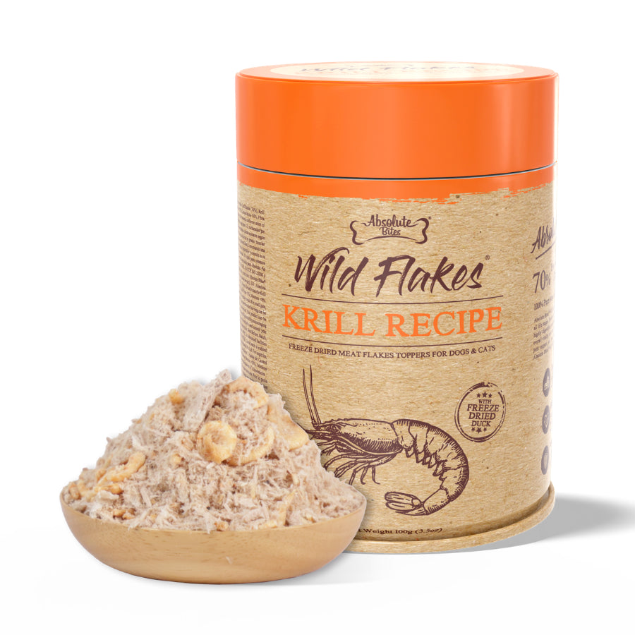 Absolute Bites Freeze Dried Wild Flakes Meat Flakes Toppers for Cats & Dogs 100g
