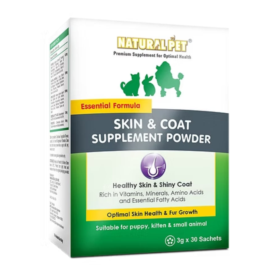 Natural Pet Skin & Coat Supplement Powder & Tablet | Healthy Skin and Shiny Coat for Cats & Dogs
