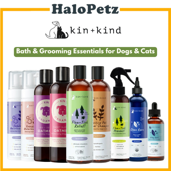 Kin+Kind Natural Dog & Cat Shampoo, Conditioner, Waterless Bath, Ear Cleansing, Flea & Tick, Hot Spot Relief