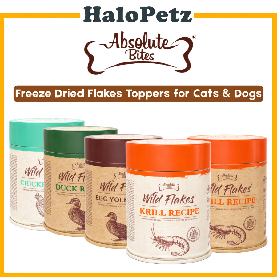 Absolute Bites Freeze Dried Wild Flakes Meat Flakes Toppers for Cats & Dogs 100g