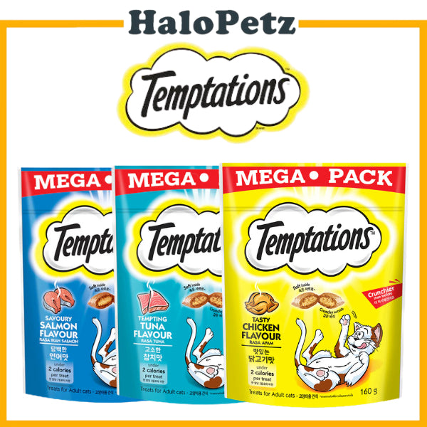 Temptations Mega Pack Cat Treats 160g Chicken/ Tuna/ Salmon