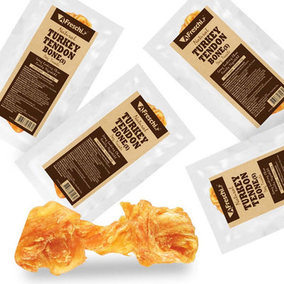 AFreschi Natural Turkey Tendon Bone Dog Treat | The Zoos Turkey Beef Tendon Rawhide Free High Protein Chew Dental Chew