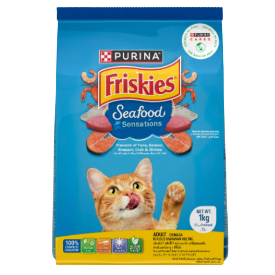 Purina Friskies Dry Cat Food 1kg | Meaty | Seafood | Surfin | Indoor