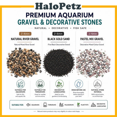 Aquarium Gravel 1kg | Natural River, Black Gold Sand & Pastel Mix