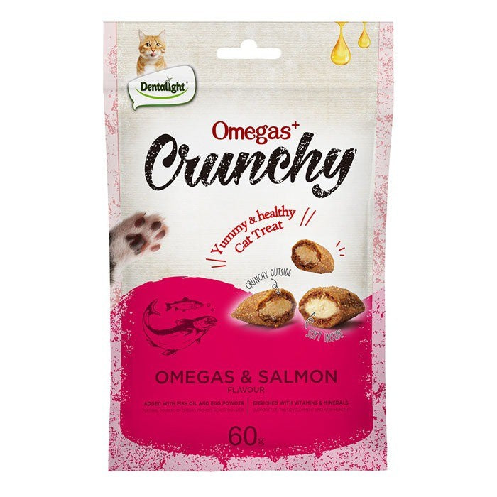 Dentalight Crunchy Cat Treats 60g | Chicken Salmon Tuna | Omega Enriched Snacks