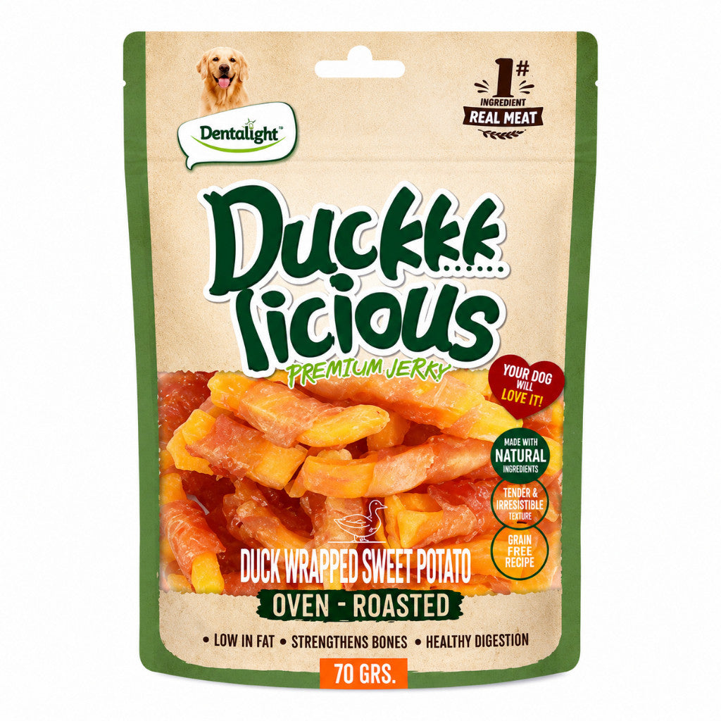 Dentalight Dog Treats 70g Jerky | Chicken Duck Salmon Rawhide Sweet Potato