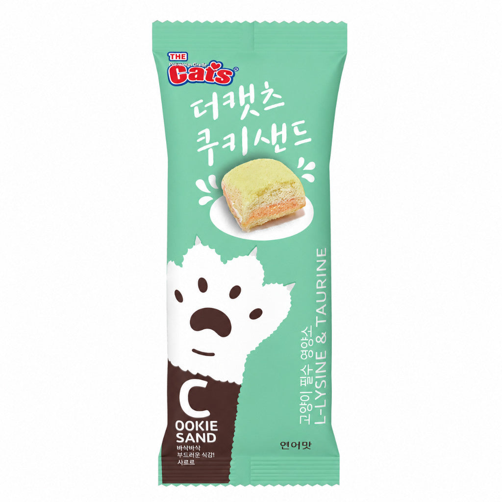 The Cat's Cookie Sand Cat Treats 20g | L-Lysine & Taurine | Salmon | Pollock | Shrimp | Crab