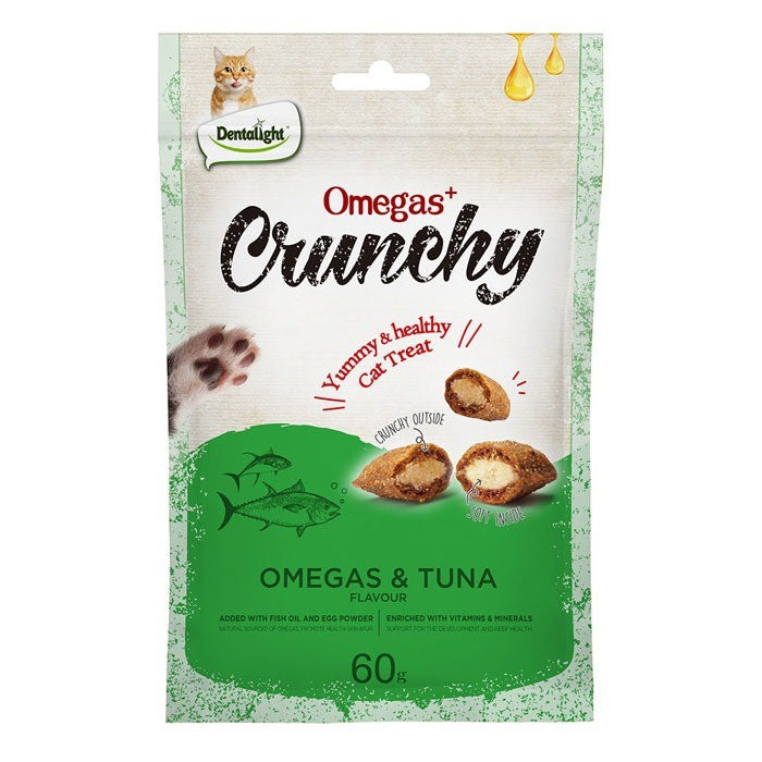 Dentalight Crunchy Cat Treats 60g | Chicken Salmon Tuna | Omega Enriched Snacks