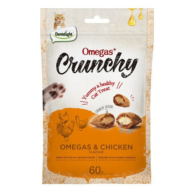 Dentalight Crunchy Cat Treats 60g | Chicken Salmon Tuna | Omega Enriched Snacks