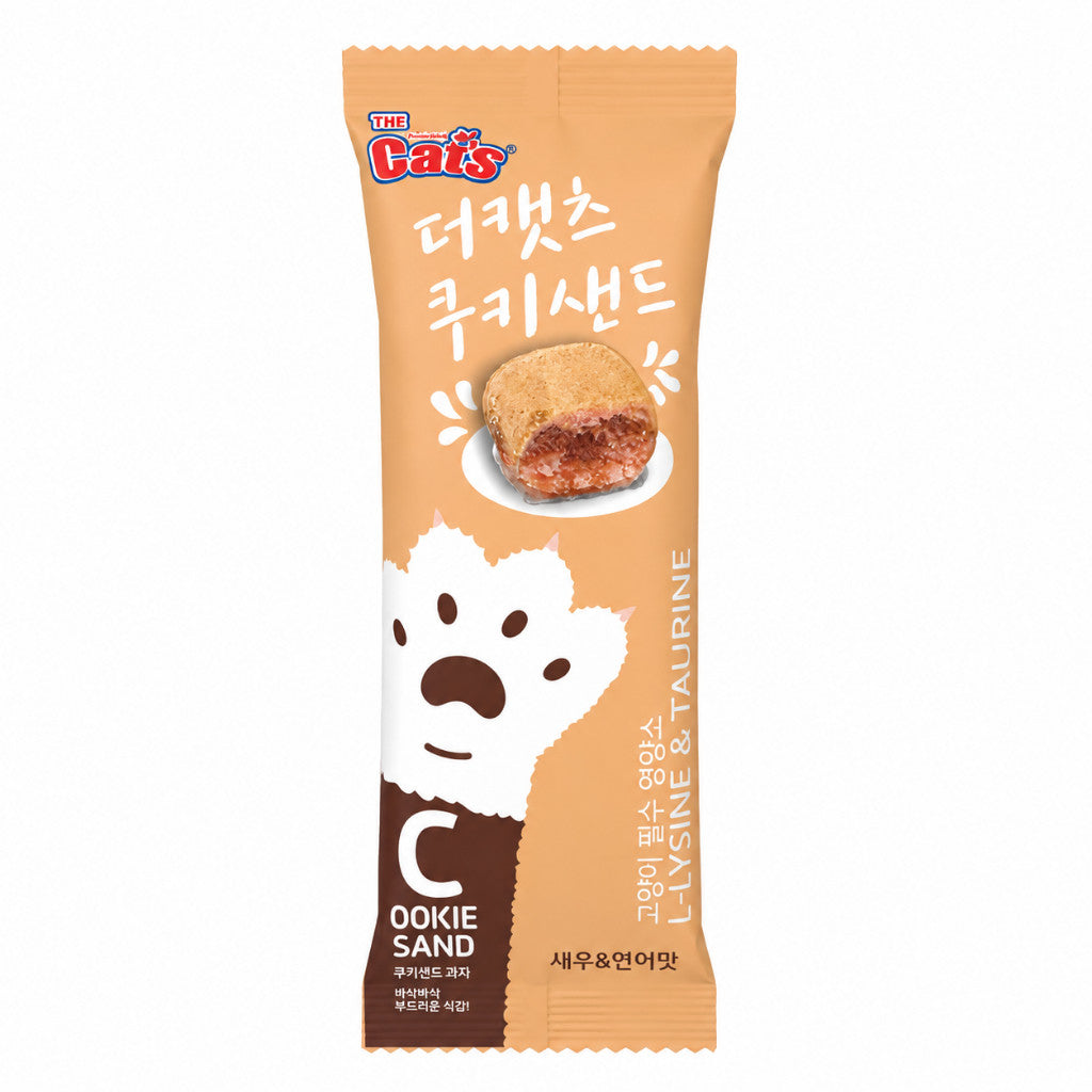 The Cat's Cookie Sand Cat Treats 20g | L-Lysine & Taurine | Salmon | Pollock | Shrimp | Crab