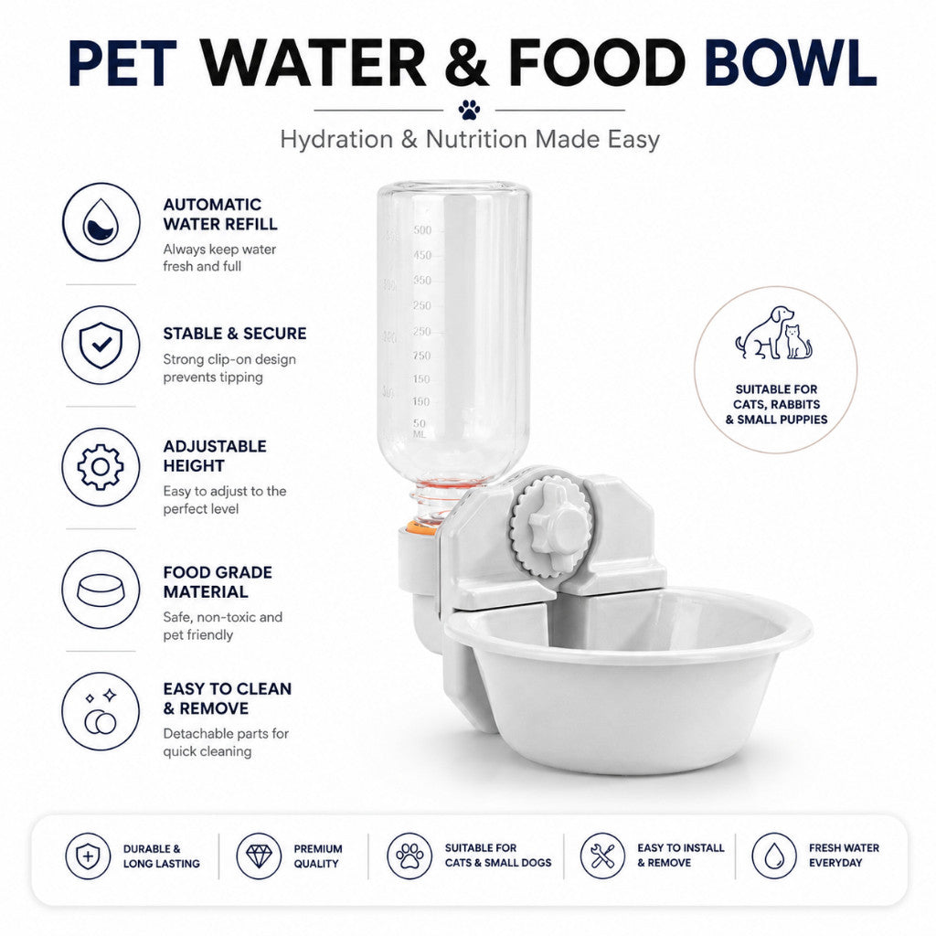 Hanging Pet Water Bottle & Cage Bowl Feeder