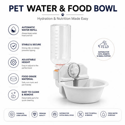 Hanging Pet Water Bottle & Cage Bowl Feeder