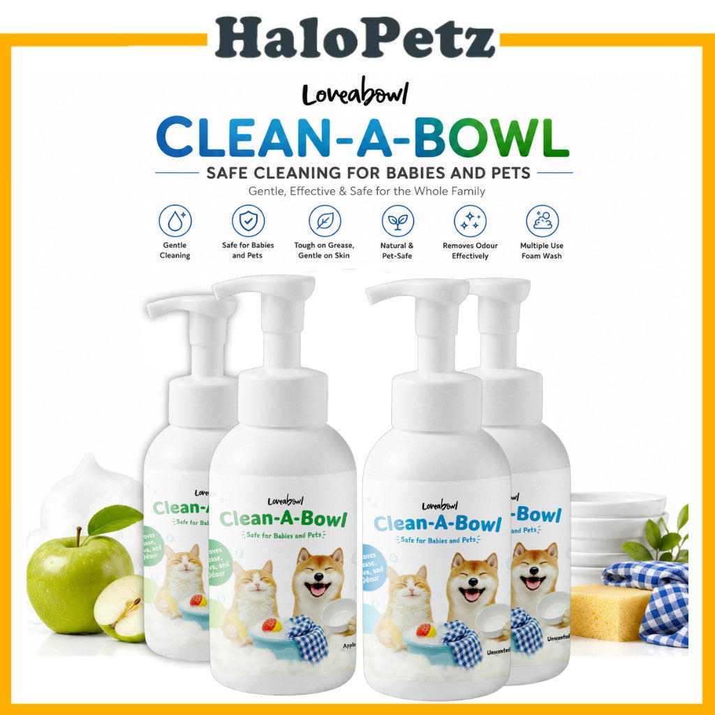 Loveabowl Clean-A-Bowl Pet-Safe Multi-Purpose Foam Wash 500ml | Apple & Unscented | Bowl, Toy & Fabric Cleaner | Odour