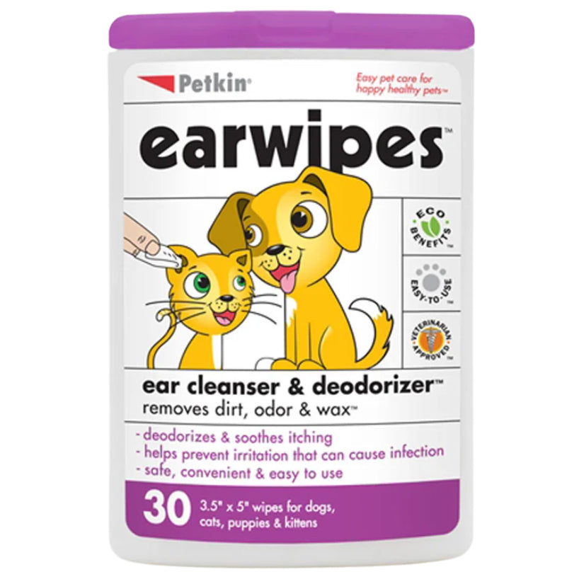 PETKIN Plaque Tooth Wipes, Ear Wipes & Eye Wipes for Dogs & Cats | Daily Grooming Wipes
