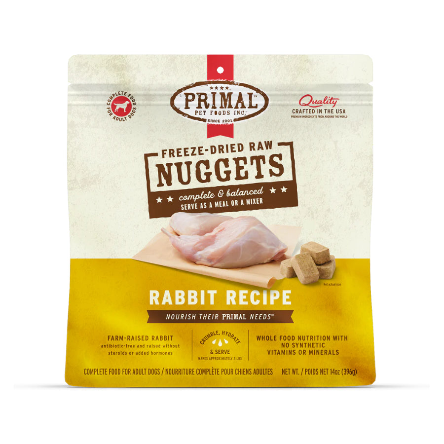 Primal Freeze Dried Raw Dog Food Nuggets 14oz | Beef Chicken Duck Lamb Pork Rabbit Turkey Venison