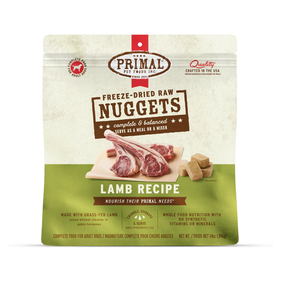 Primal Freeze Dried Raw Dog Food Nuggets 14oz | Beef Chicken Duck Lamb Pork Rabbit Turkey Venison