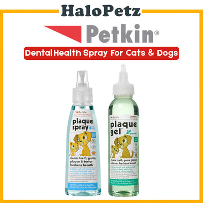 Petkin Dental Health Plaque Gel Spray for Cats & Dogs 4oz | Fresh Breath & Clean Teeth
