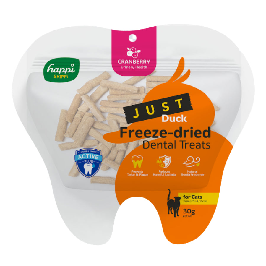 Happi Skippi Just Freeze-Dried Dental Cat Treats 30g | Urinary Health & Hairball Control