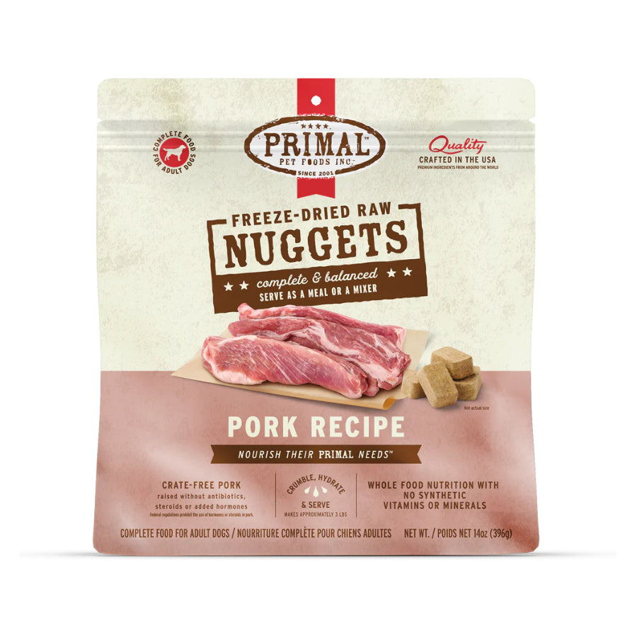 Primal Freeze Dried Raw Dog Food Nuggets 14oz | Beef Chicken Duck Lamb Pork Rabbit Turkey Venison