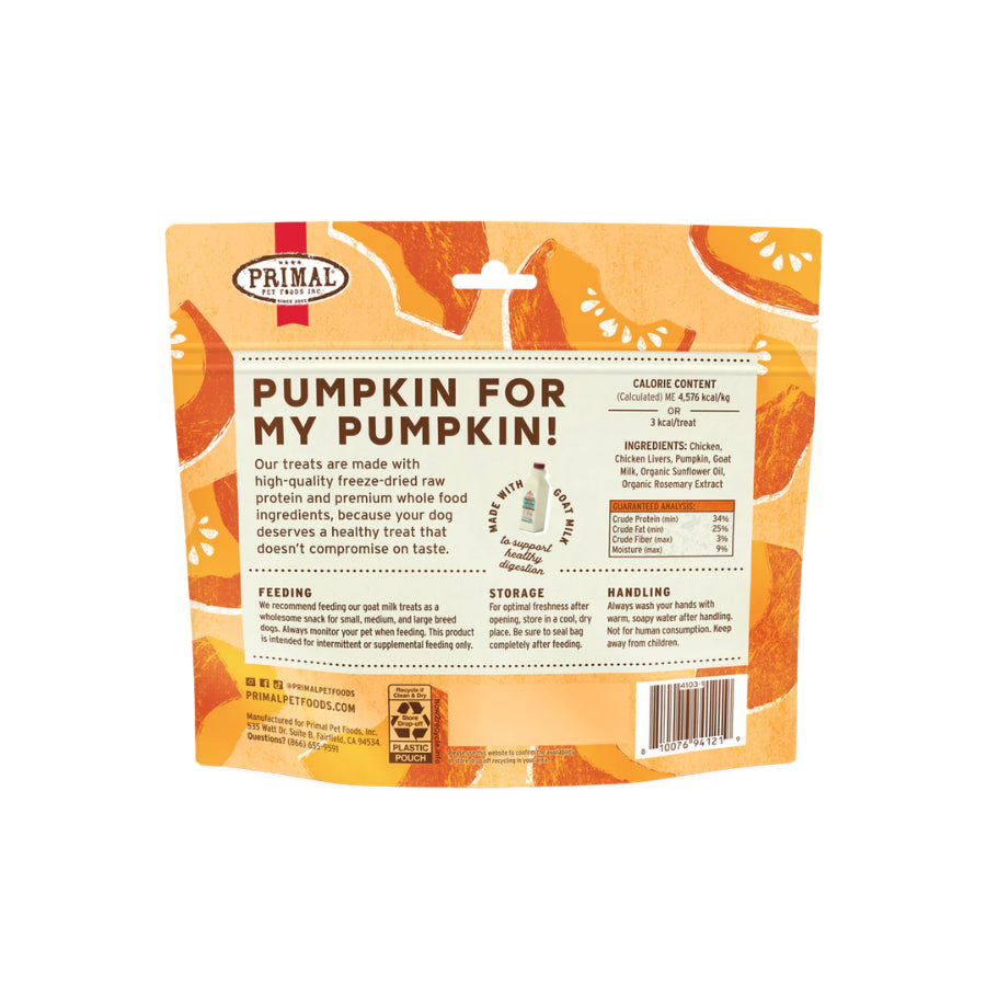 Primal Freeze Dried Raw Dog Treats 2oz | Butter Banana Pumpkin Maple Flavours