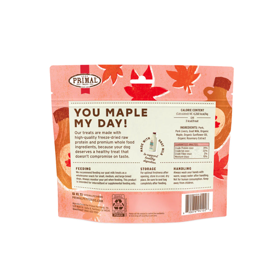 Primal Freeze Dried Raw Dog Treats 2oz | Butter Banana Pumpkin Maple Flavours