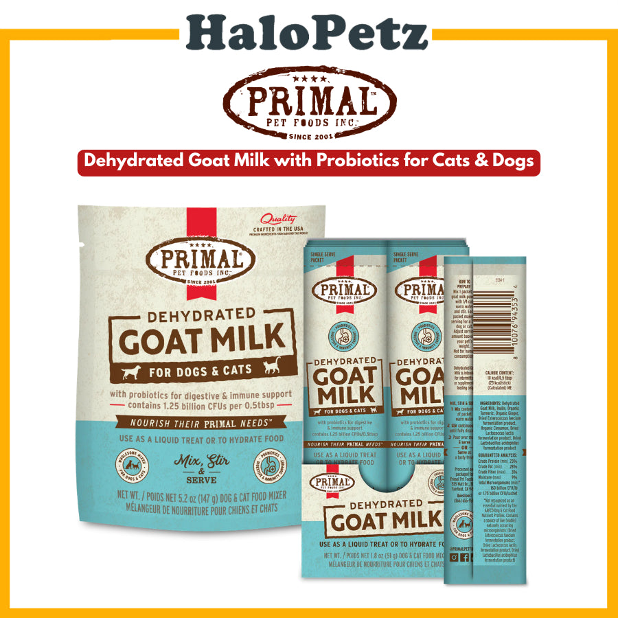 Primal Dehydrated Goat Milk with Probiotics for Dogs & Cats | Digestive Health Supplement