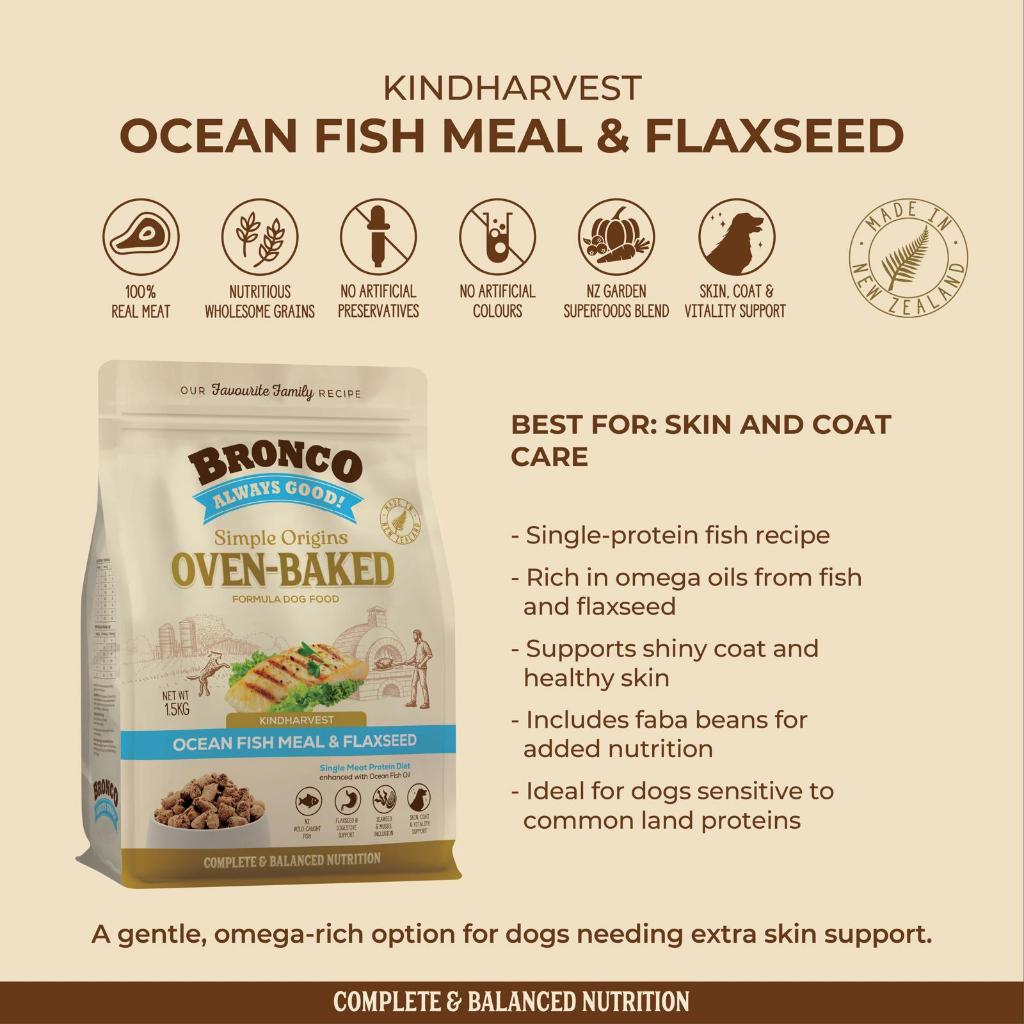 Bronco Simple Origins Oven-Baked Dry Dog Food 1.5kg | Chicken, Fish, Beef, Lamb